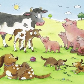Puzzle familii fericite de animale 2x12 piese